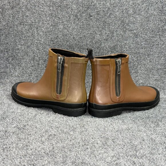 Madewell Zip-Up Lugsole Rain Boots Women's‎ Size 8 Brown Rubber Waterproof Shoes - Picture 6 of 12